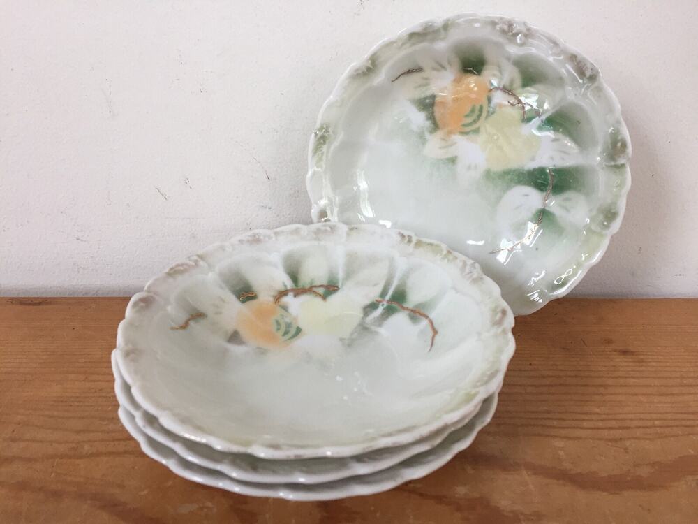 Set 4 Vtg Antique Bavarian Weimar Germany Porcelain Handpainted Fruit Berry Bowl